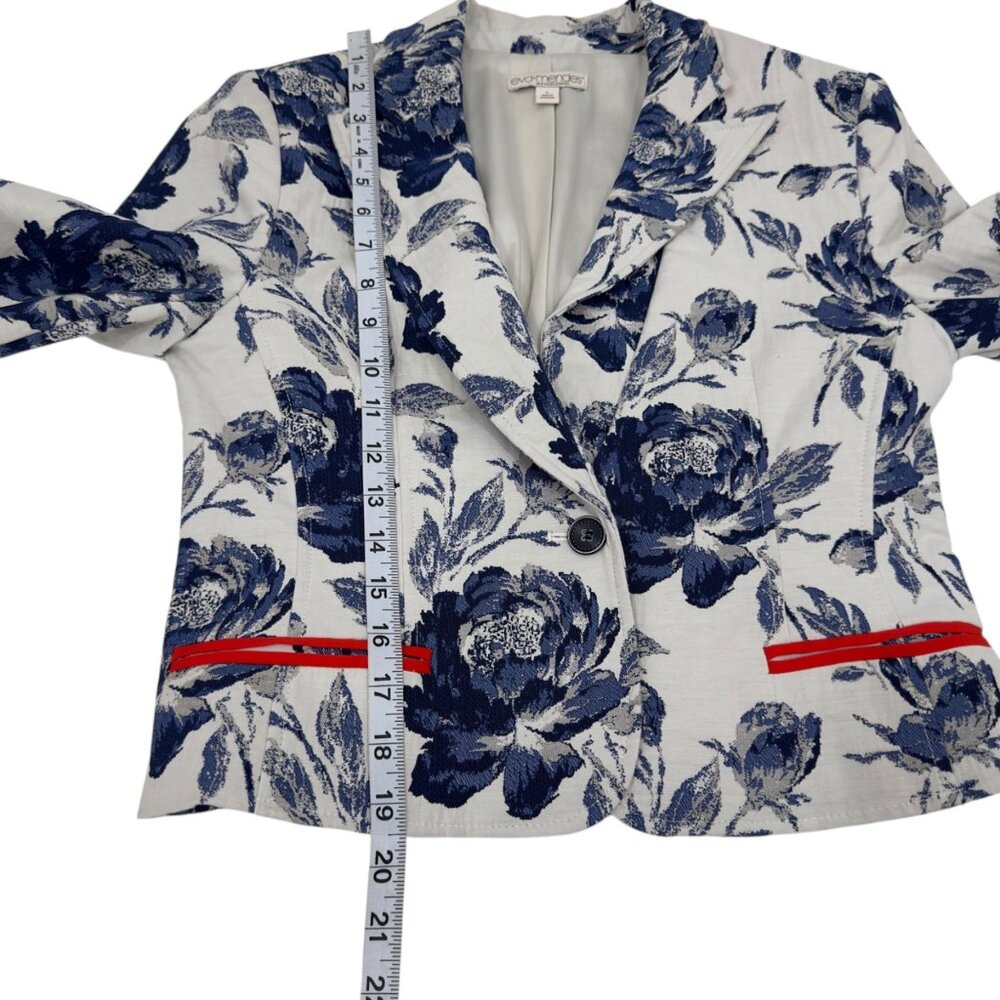 Eva Mendes Floral Blazer SZ 6 & Pencil Skirt SZ 0 Suit Set Off White/Blue/ Lined - Picture 10 of 16